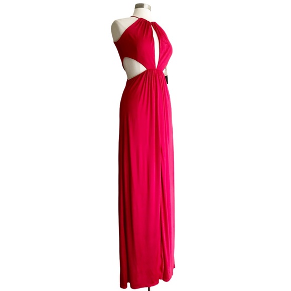 Aidan Mattox Cutout Halter Gown in Ruby Sz 8 - Picture 2 of 10